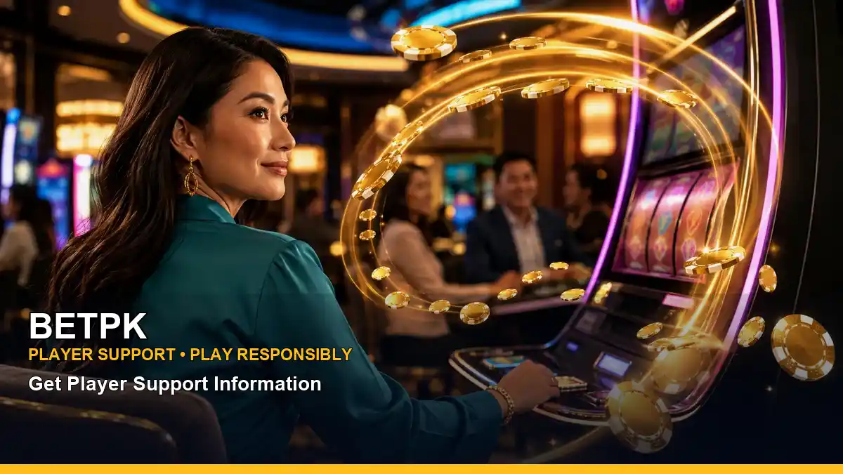 BETPK casino cashback rewards featuring an adult Filipina casino host with a dynamic composition